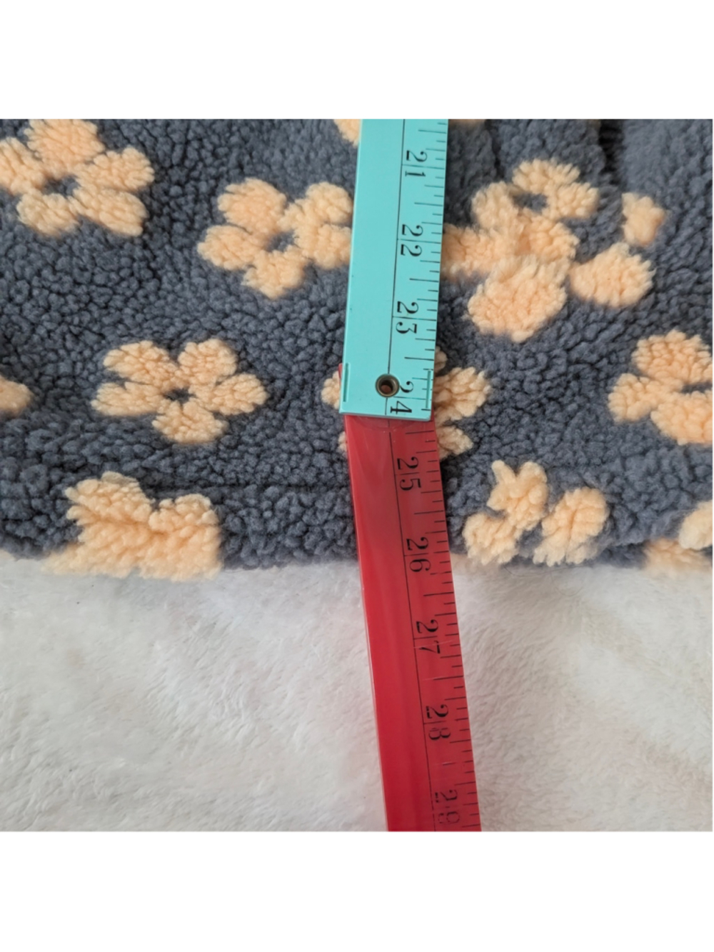 Aelfric Eden Colorblock Grey Orange Floral Sherpa Fleece Jacket - Picture 9 of 11